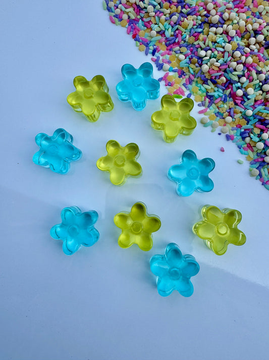 Flower Resin Counters - Blue/Green