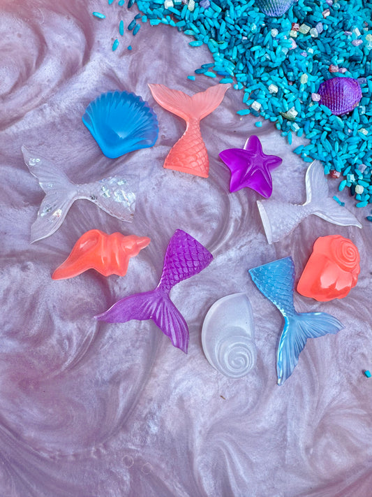Iridescent Tails and Shells Resin Counters